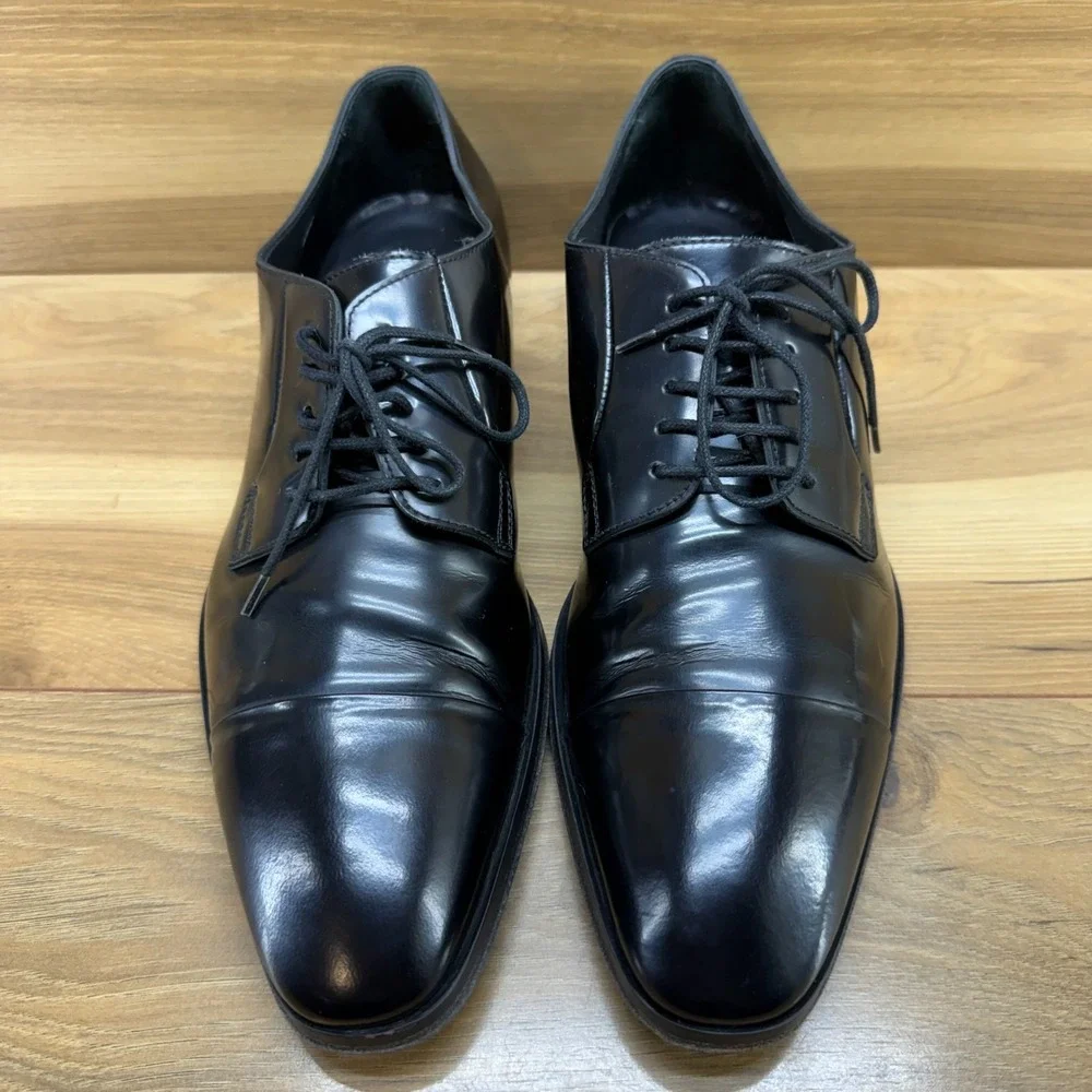 Paul Smith Cap Toe Oxfords Mens 10 EU 43 Black Leather Dress Shoes‎ Italy